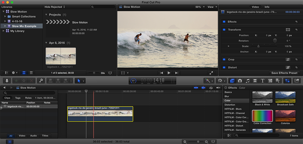Slow Down the Action With Optical Flow in Final Cut Pro X: Select Clip