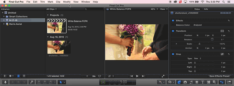 White Balance Footage in Final Cut Pro X: Auto Balance Color