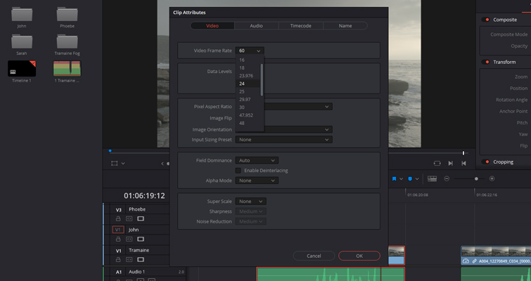 Working with Different Frame Rates in the Same File in Resolve